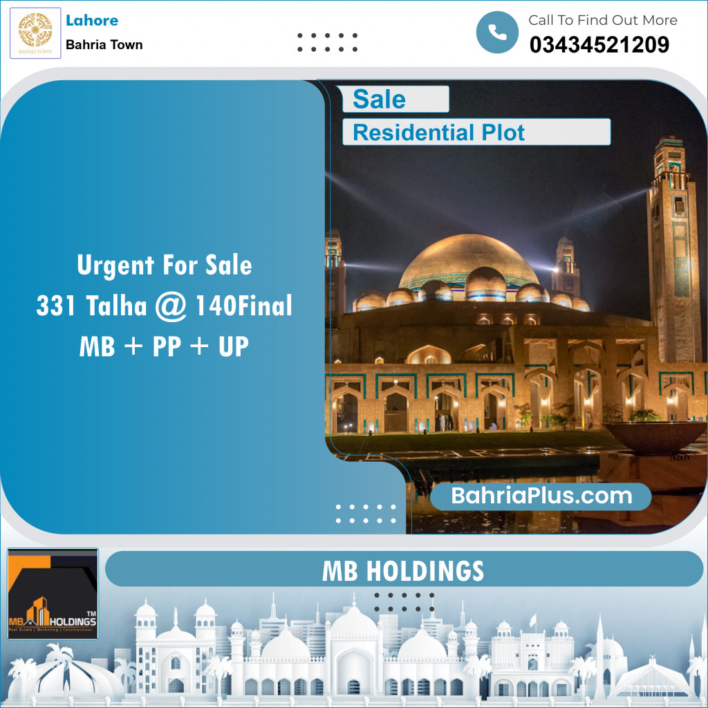 Residential Plot for Sale in Sector F - Talha Block -  Bahria Town, Lahore - (BP-122866)