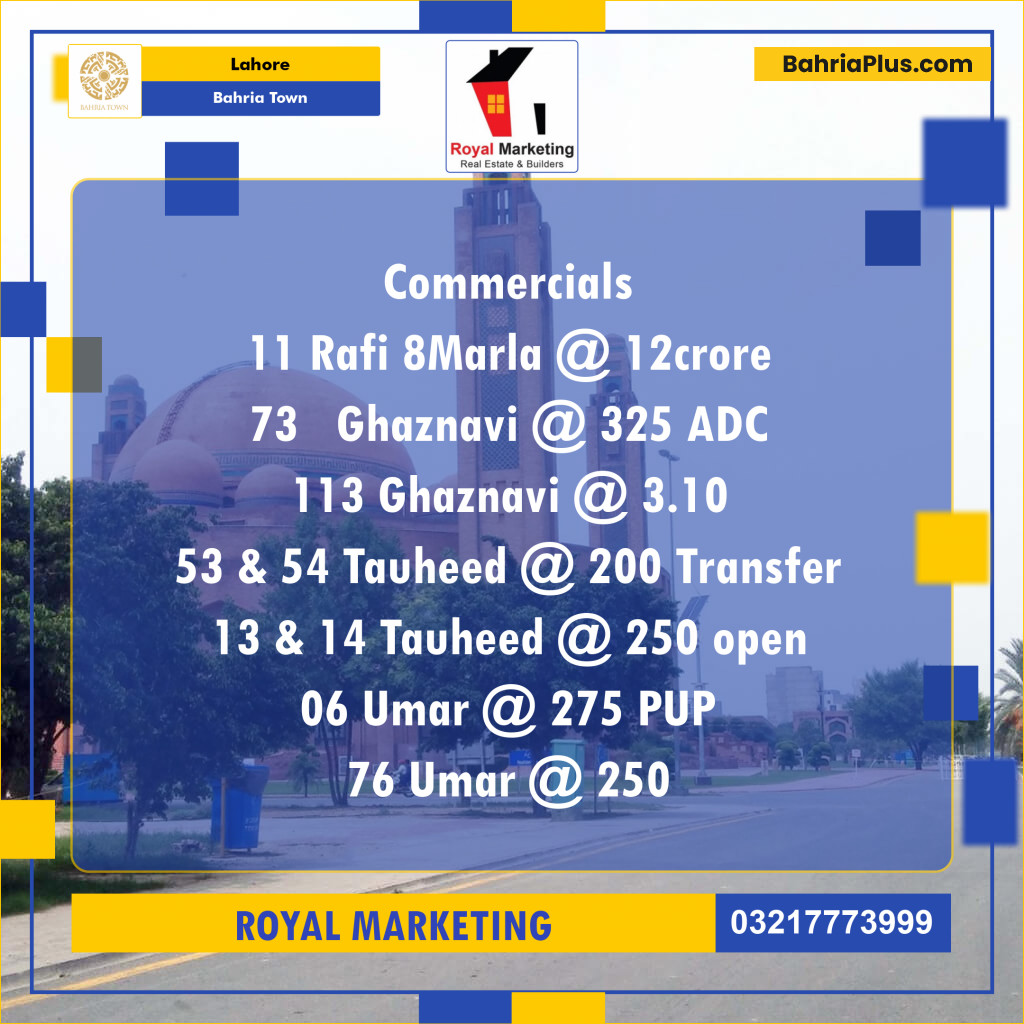 Commercial Plot for Sale in Bahria Town, Lahore - (BP-122882)