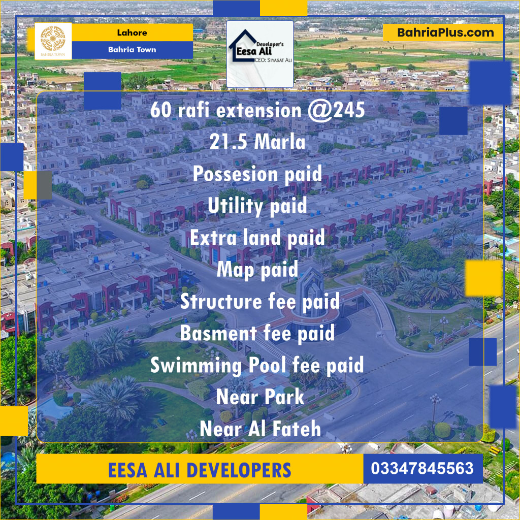 Residential Plot for Sale in Bahria Town, Lahore - (BP-122896)