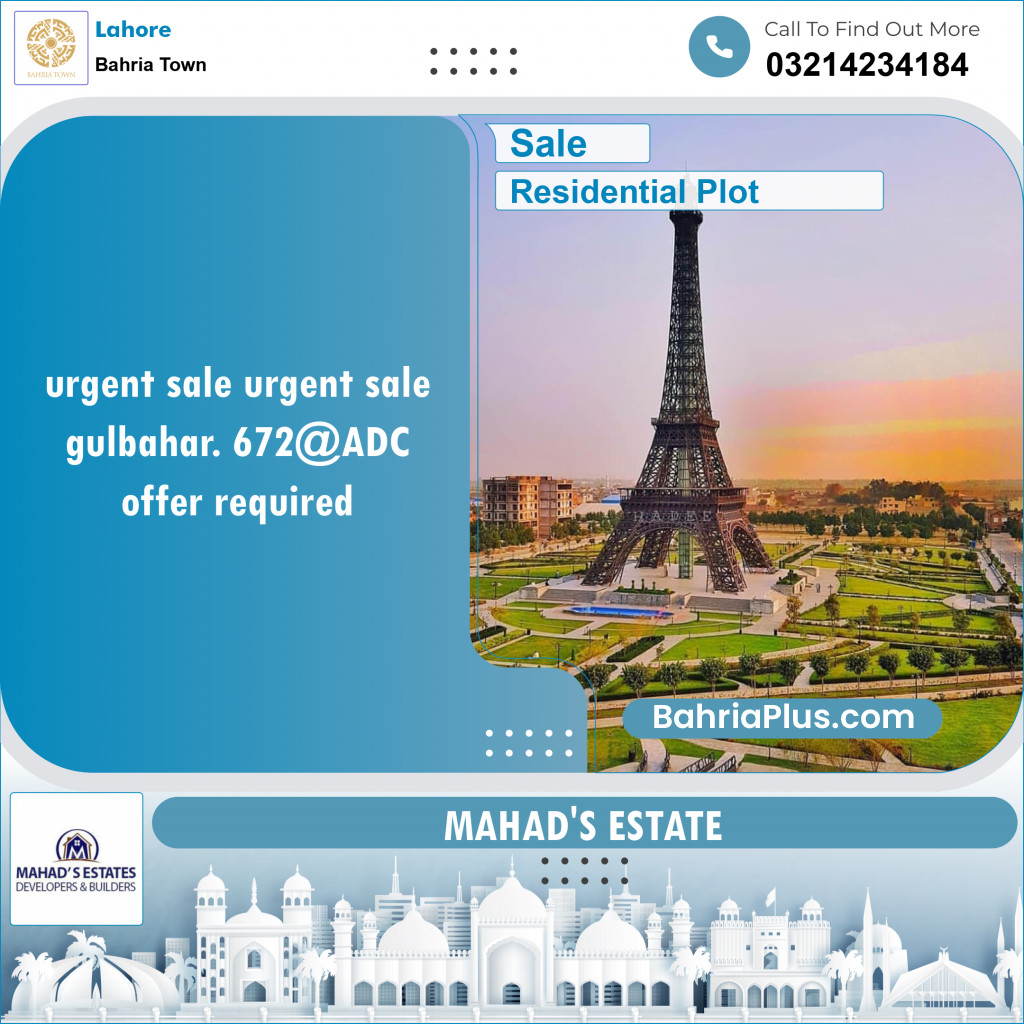 Residential Plot for Sale in Bahria Town, Lahore - (BP-122916)