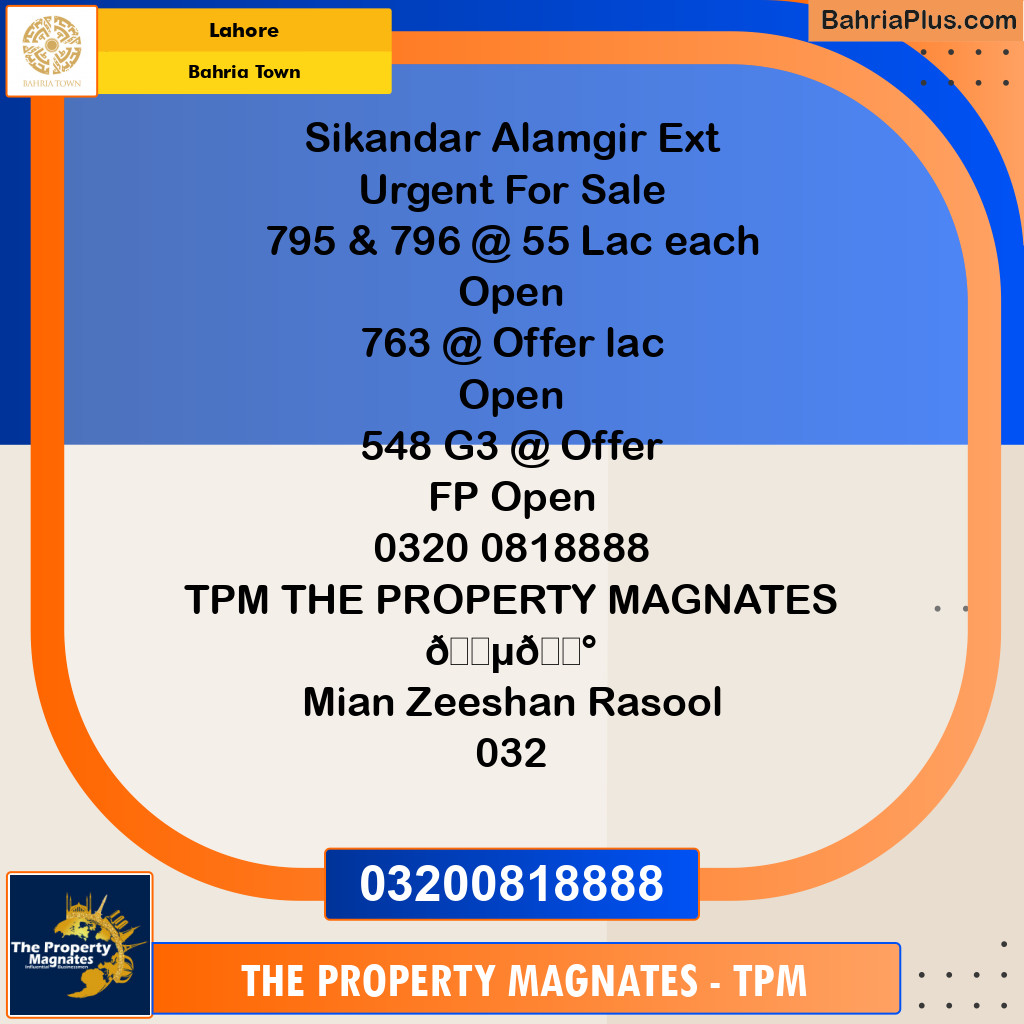 Residential Plot for Sale in Bahria Town, Lahore - (BP-122923)