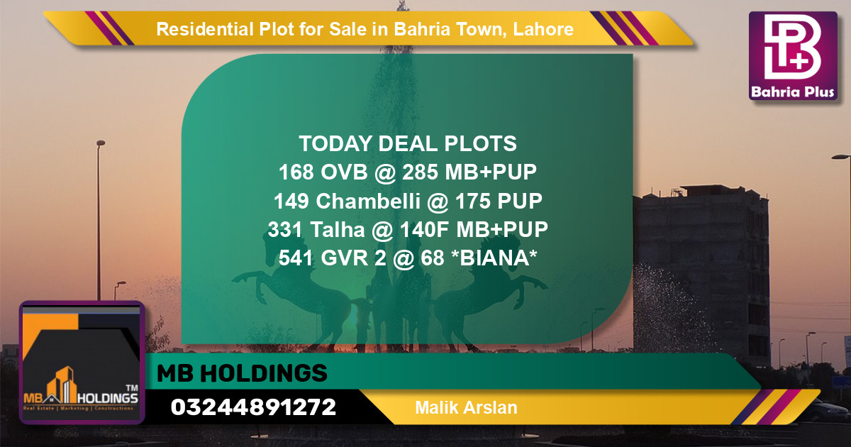 Residential Plot for Sale in Bahria Town, Lahore - (BP-122932)