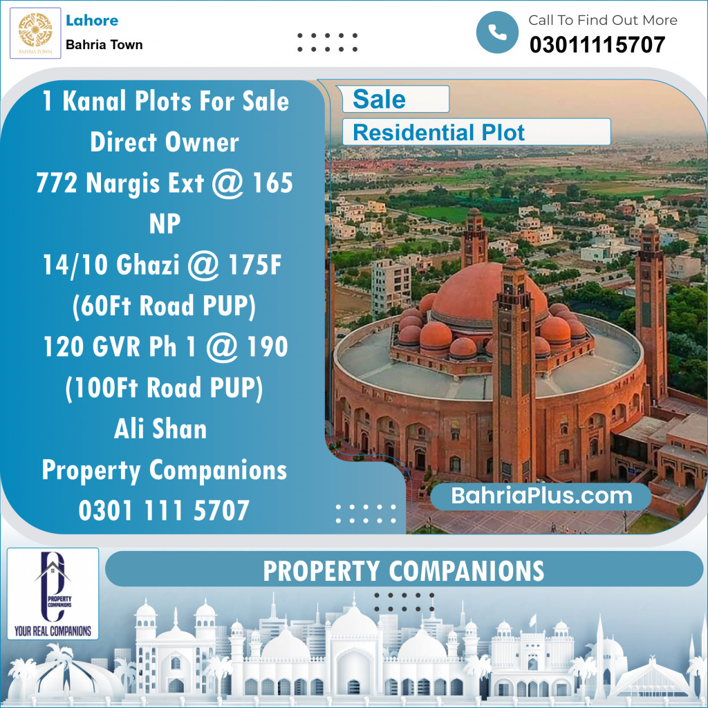 Residential Plot for Sale in Bahria Town, Lahore - (BP-122946)