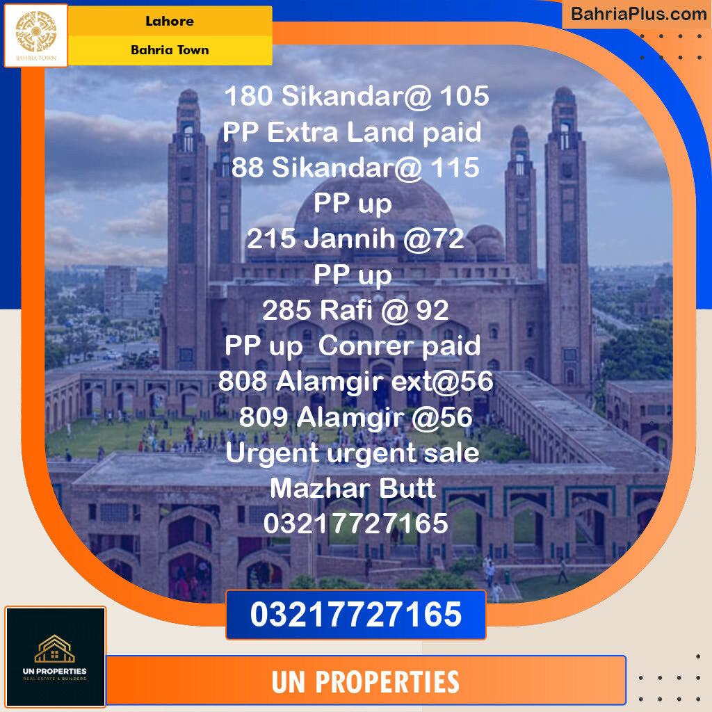 Residential Plot for Sale in Bahria Town, Lahore - (BP-122982)