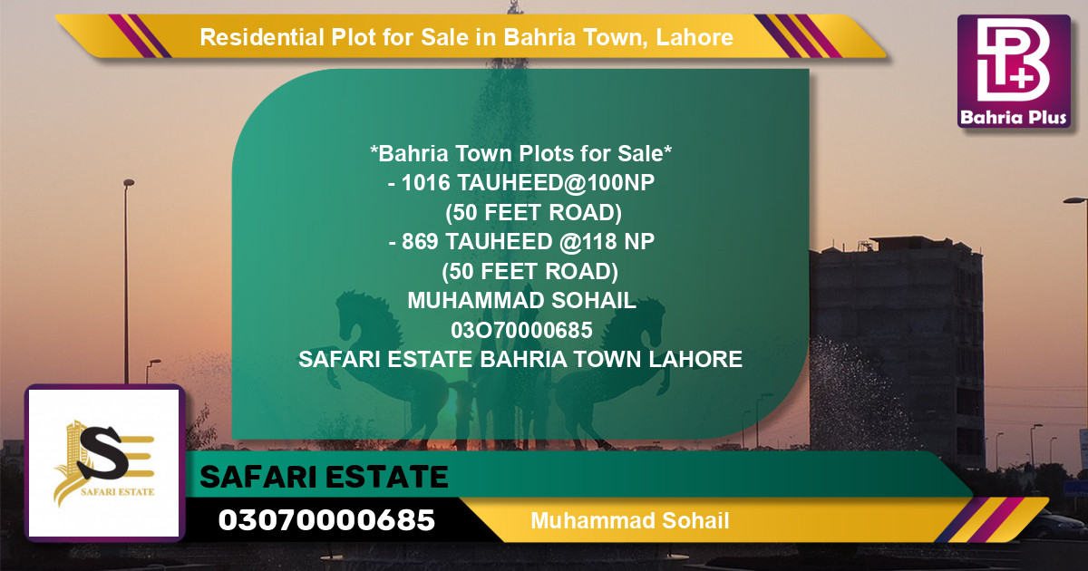 Residential Plot for Sale in Bahria Town, Lahore - (BP-123073)