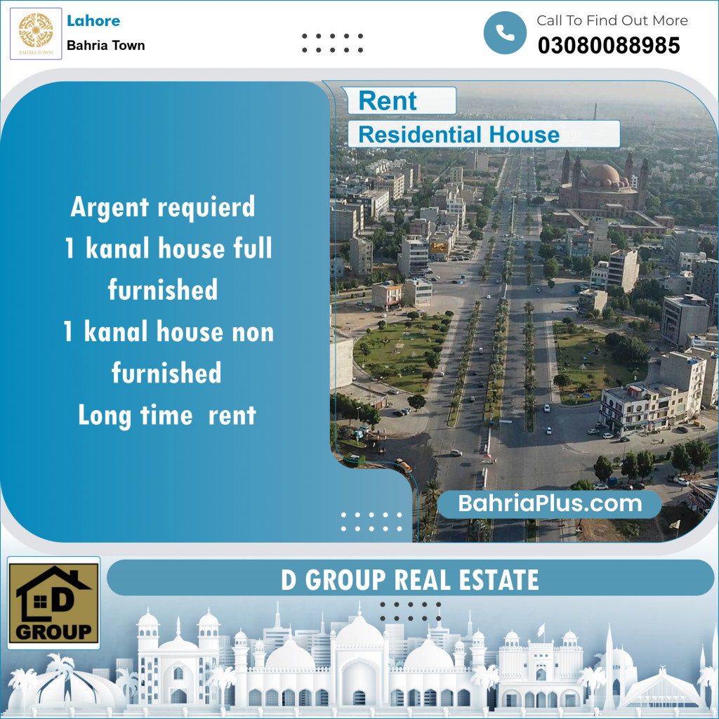 Residential House for Rent in Bahria Town, Lahore - (BP-123093)