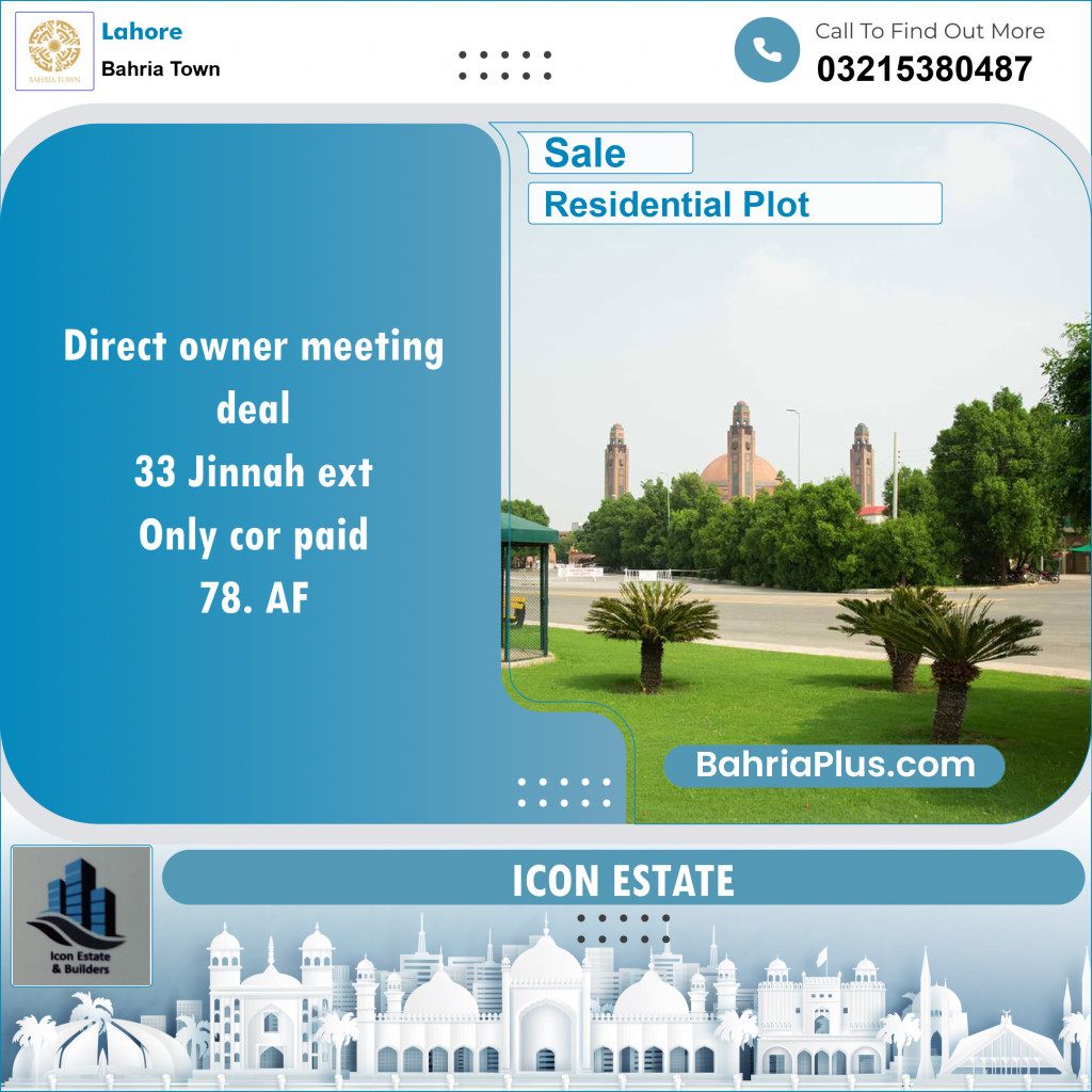 Residential Plot for Sale in Bahria Town, Lahore - (BP-123097)