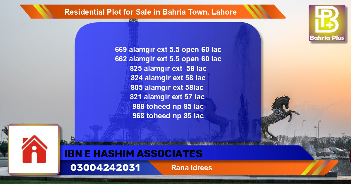 Residential Plot for Sale in Bahria Town, Lahore - (BP-123098)