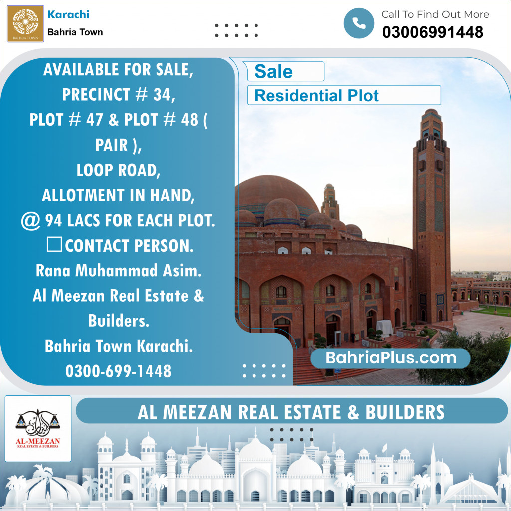 250 Sq. Yards Residential Plot for Sale in Precinct 34 -  Bahria Town, Karachi - (BP-123139)