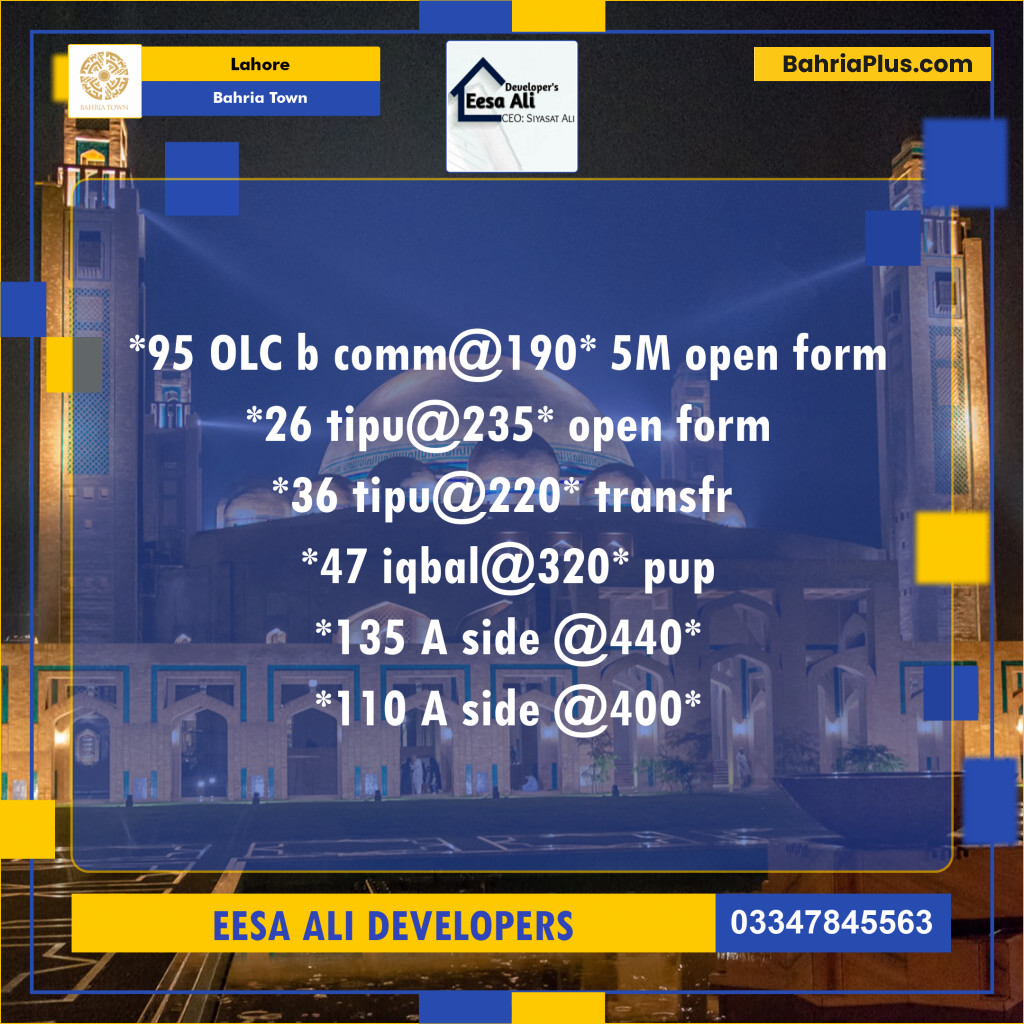 Commercial Plot for Sale in Bahria Town, Lahore - (BP-123143)