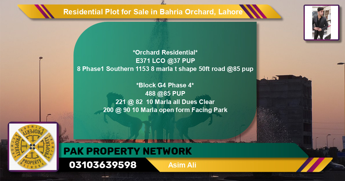 Residential Plot for Sale in Bahria Orchard, Lahore - (BP-123165)