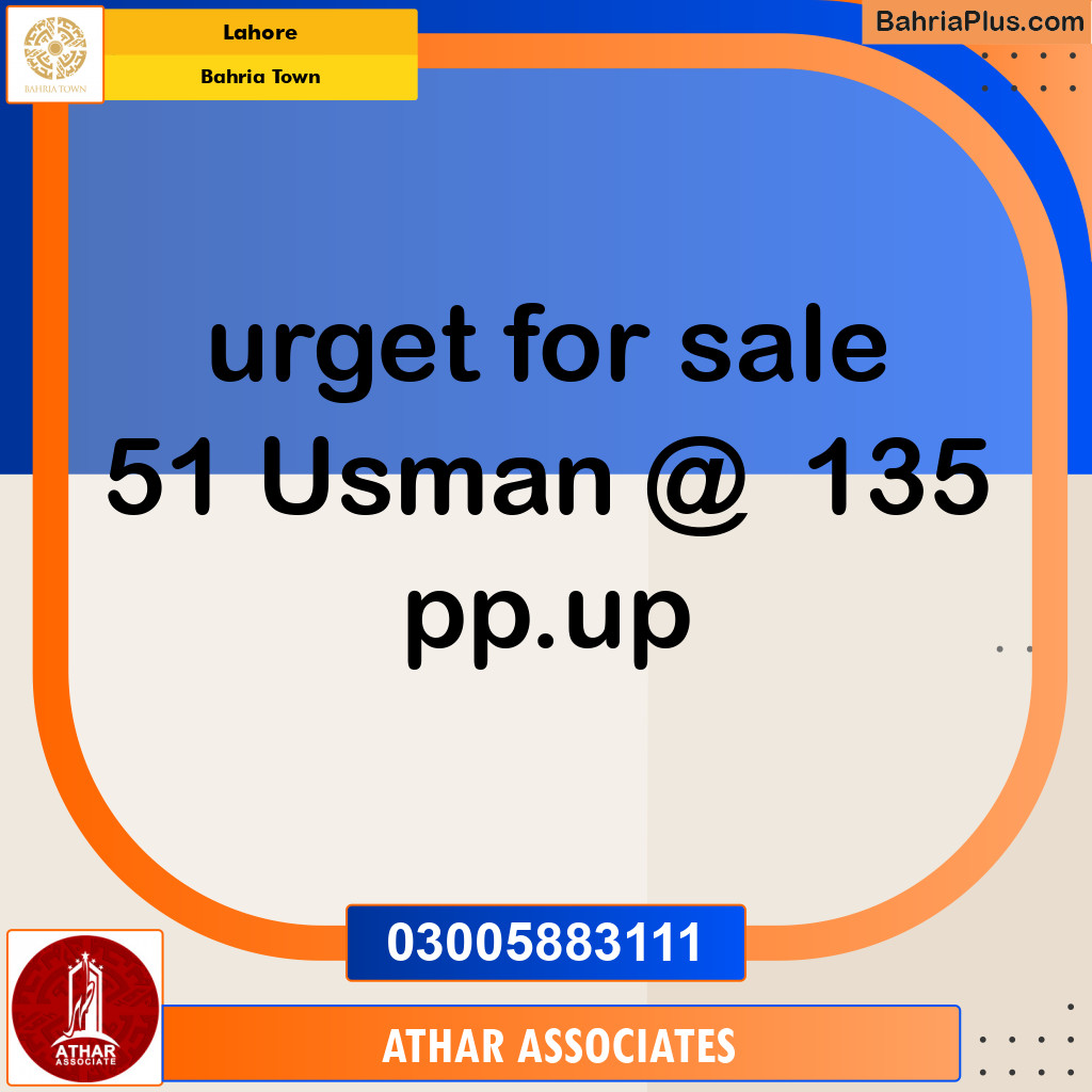 Residential Plot for Sale in Sector B - Usman Block -  Bahria Town, Lahore - (BP-123175)