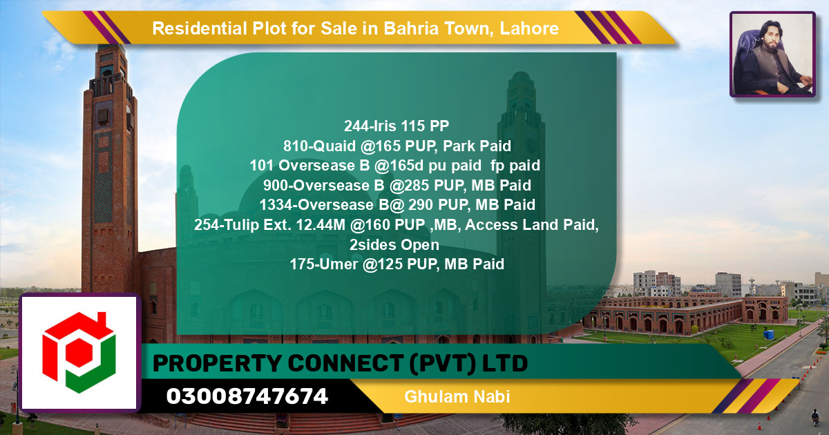 Residential Plot for Sale in Sector C - Iris Block -  Bahria Town, Lahore - (BP-123282)