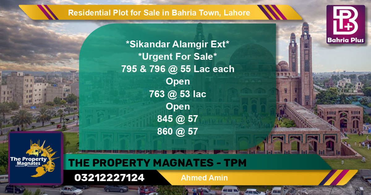 Residential Plot for Sale in Bahria Town, Lahore - (BP-123310)