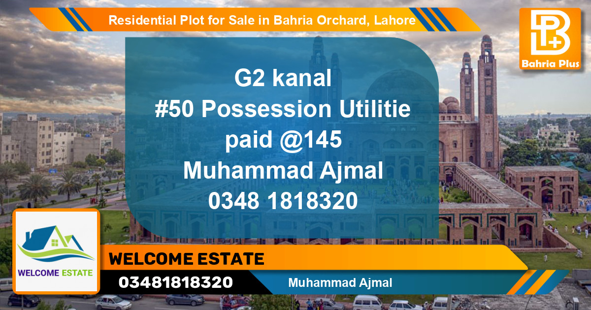 Residential Plot for Sale in Phase 4 - G2 Block -  Bahria Orchard, Lahore - (BP-123322)