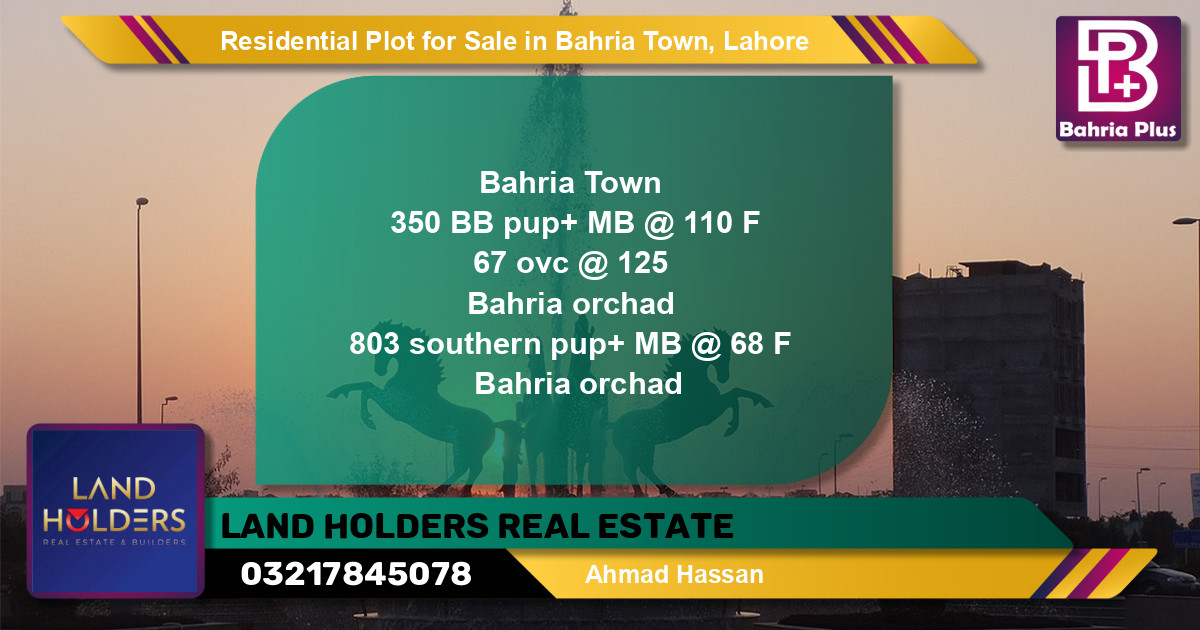 Residential Plot for Sale in Sector D - BB Block -  Bahria Town, Lahore - (BP-123327)