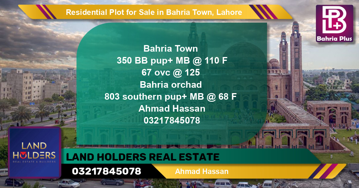 Residential Plot for Sale in Sector D - BB Block -  Bahria Town, Lahore - (BP-123336)