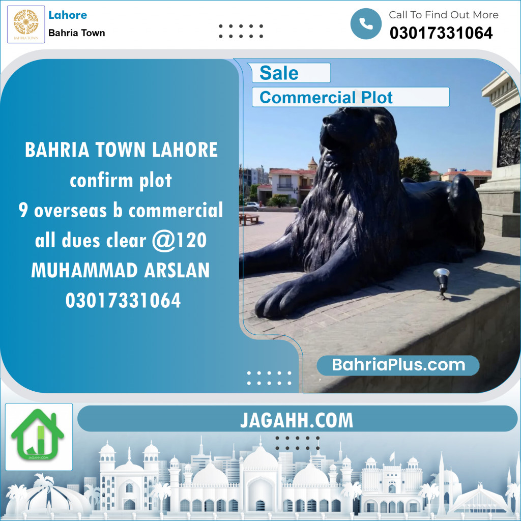 Commercial Plot for Sale in Overseas B Commercial -  Bahria Town, Lahore - (BP-123403)
