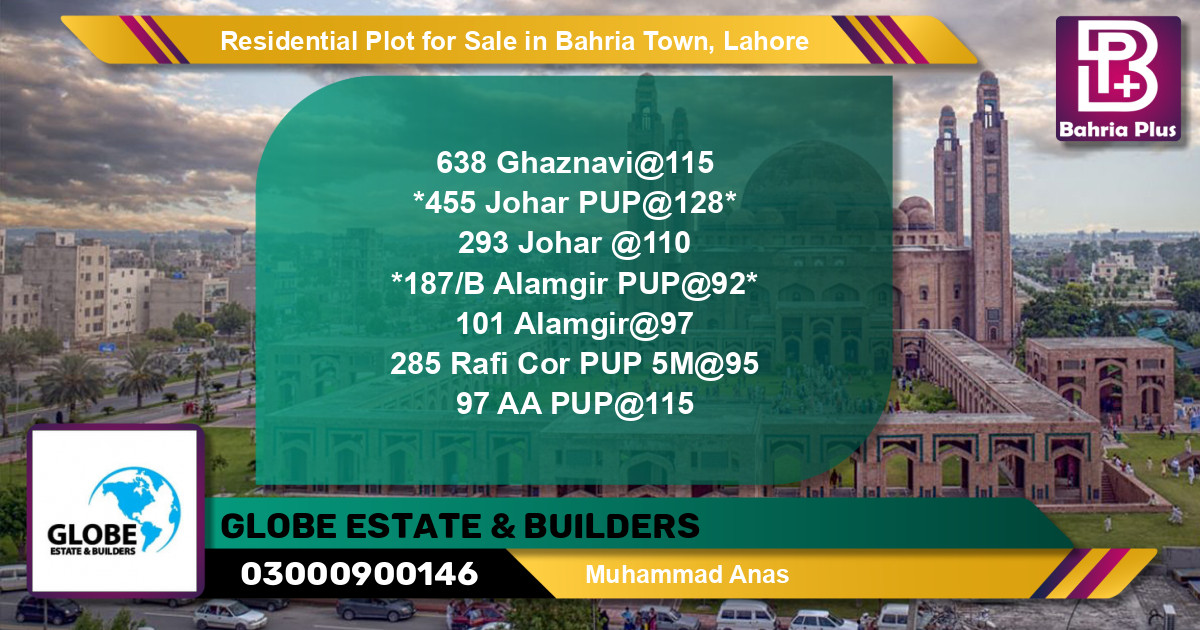 Residential Plot for Sale in Sector F - Ghaznavi Block -  Bahria Town, Lahore - (BP-123407)