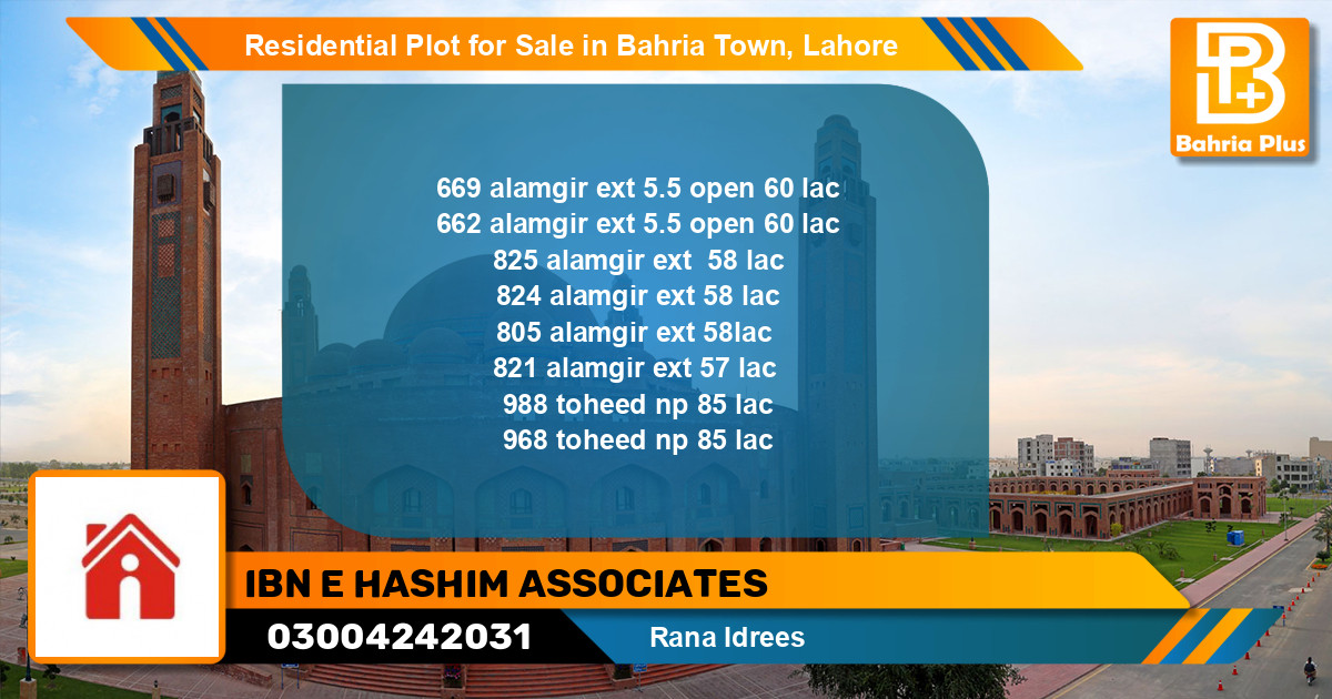 Residential Plot for Sale in Sector F - Alamgir Block -  Bahria Town, Lahore - (BP-123408)