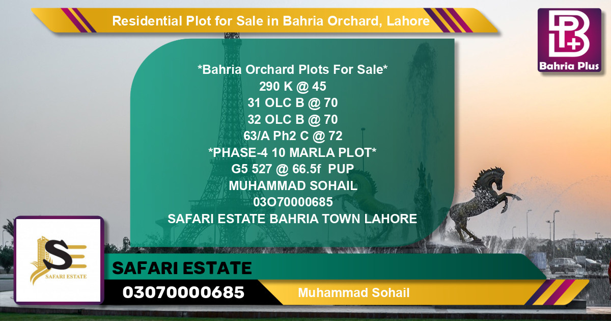 Residential Plot for Sale in Phase 2 - K Block -  Bahria Orchard, Lahore - (BP-123410)