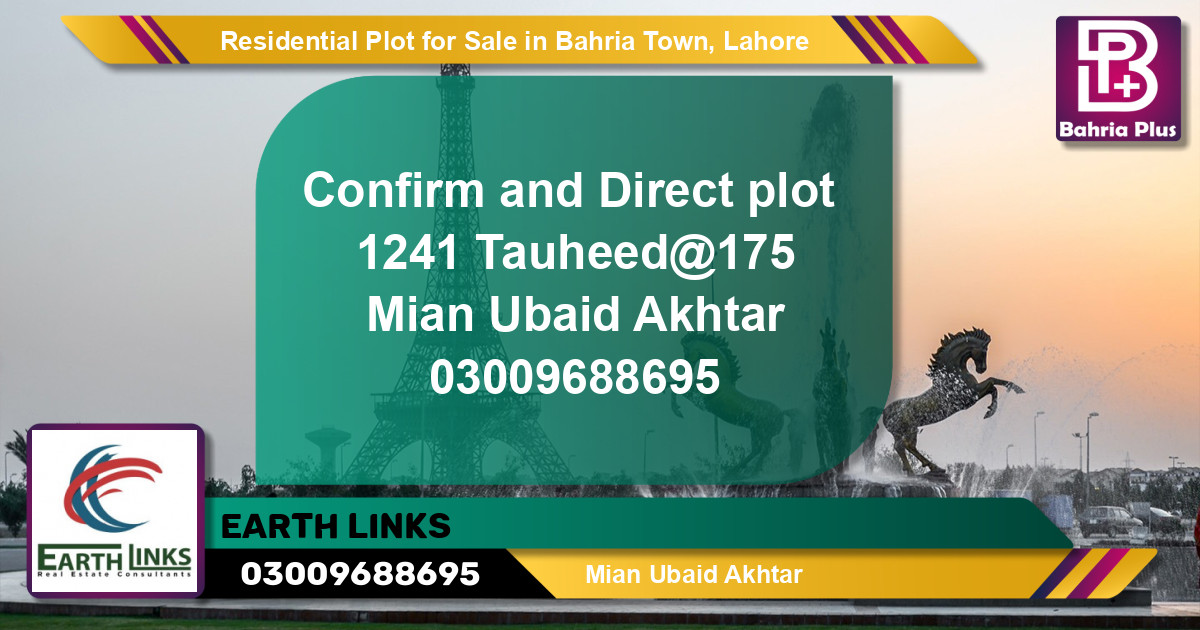 Residential Plot for Sale in Sector F - Tauheed Block -  Bahria Town, Lahore - (BP-123449)