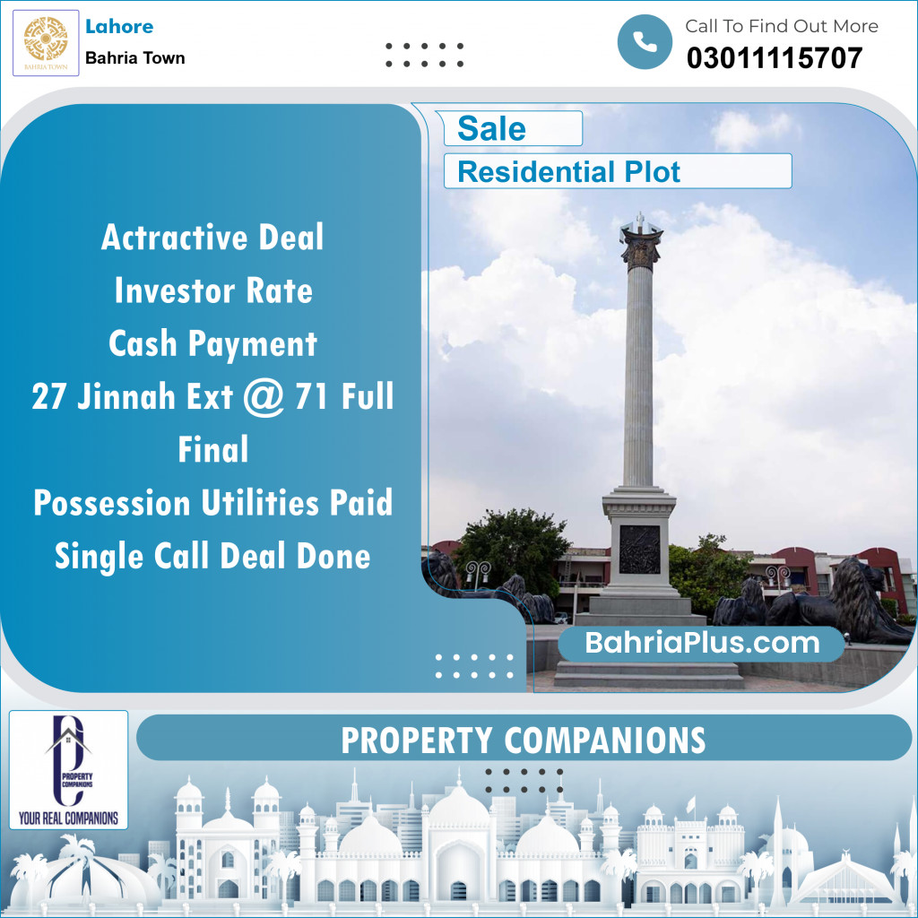 Residential Plot for Sale in Sector E - Jinnah Ext. Block -  Bahria Town, Lahore - (BP-123480)
