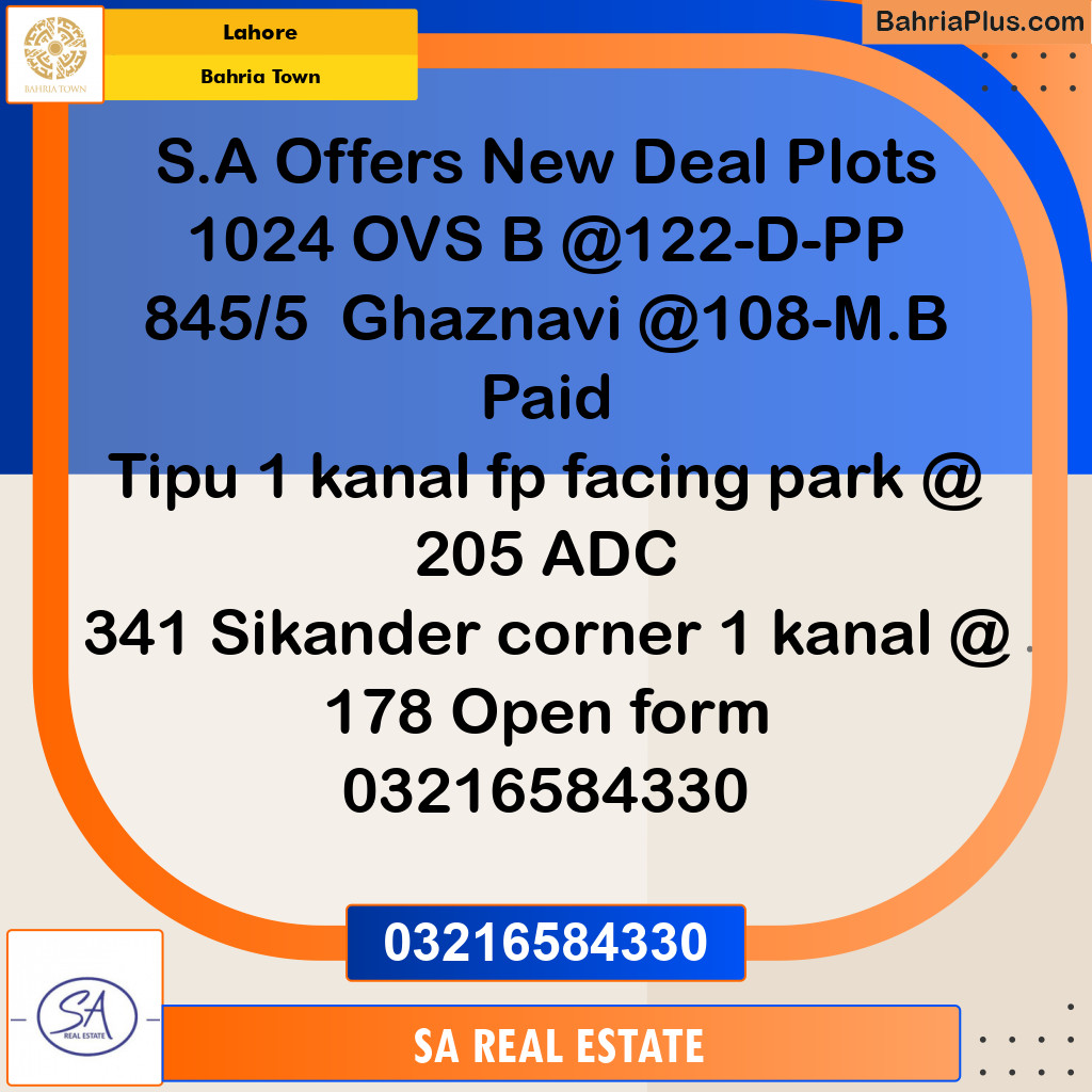 Residential Plot for Sale in Overseas B -  Bahria Town, Lahore - (BP-123505)