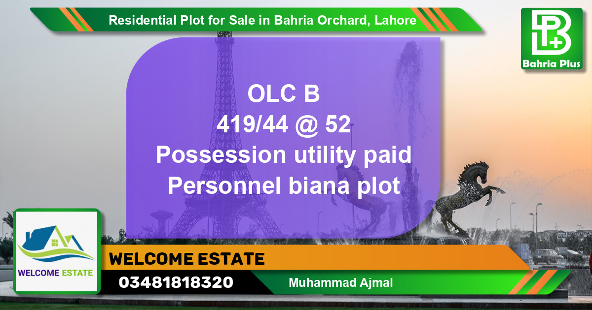 Residential Plot for Sale in Bahria Orchard, Lahore - (BP-123510)