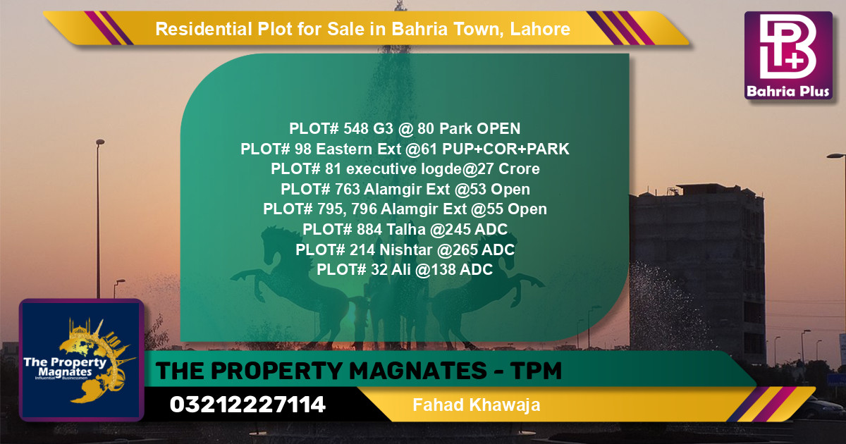 Residential Plot for Sale in Bahria Town, Lahore - (BP-123514)