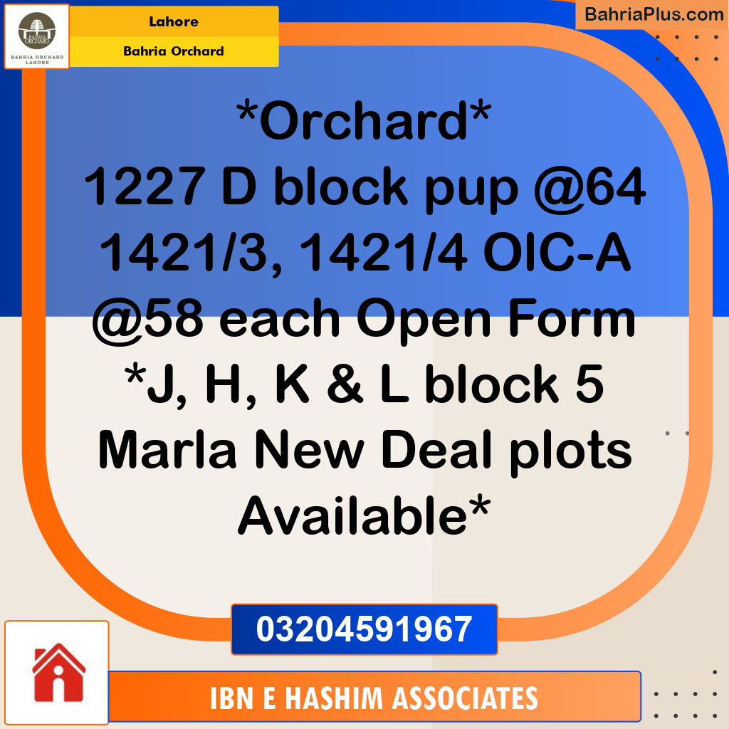 Residential Plot for Sale in Bahria Orchard, Lahore - (BP-123553)