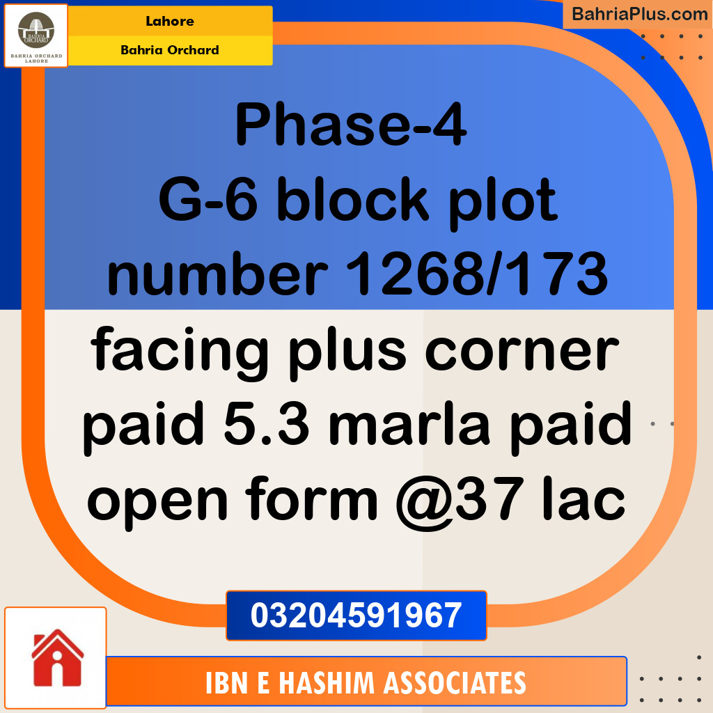 Residential Plot for Sale in Bahria Orchard, Lahore - (BP-123564)