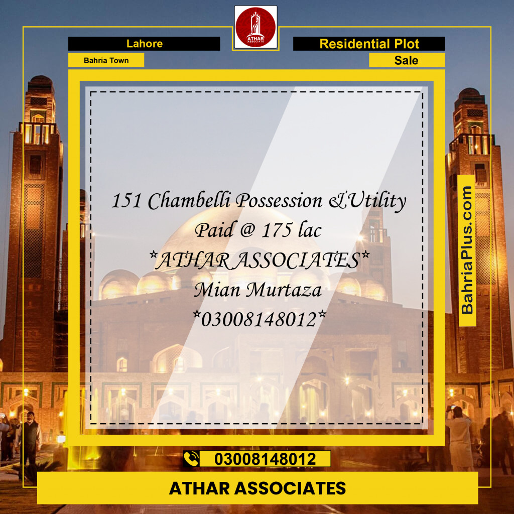 Residential Plot for Sale in Bahria Town, Lahore - (BP-123580)