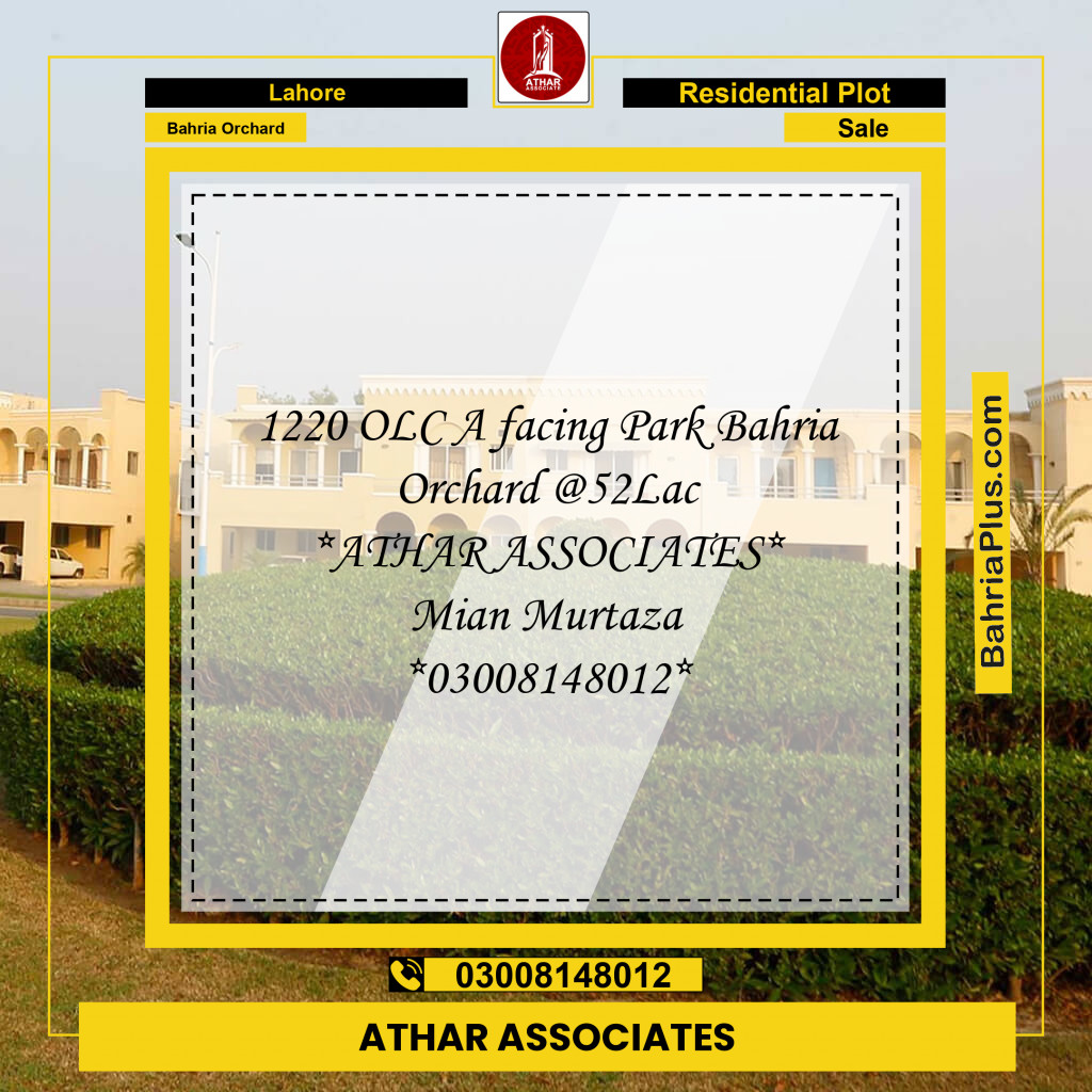 Residential Plot for Sale in OLC-A Block -  Bahria Orchard, Lahore - (BP-123582)