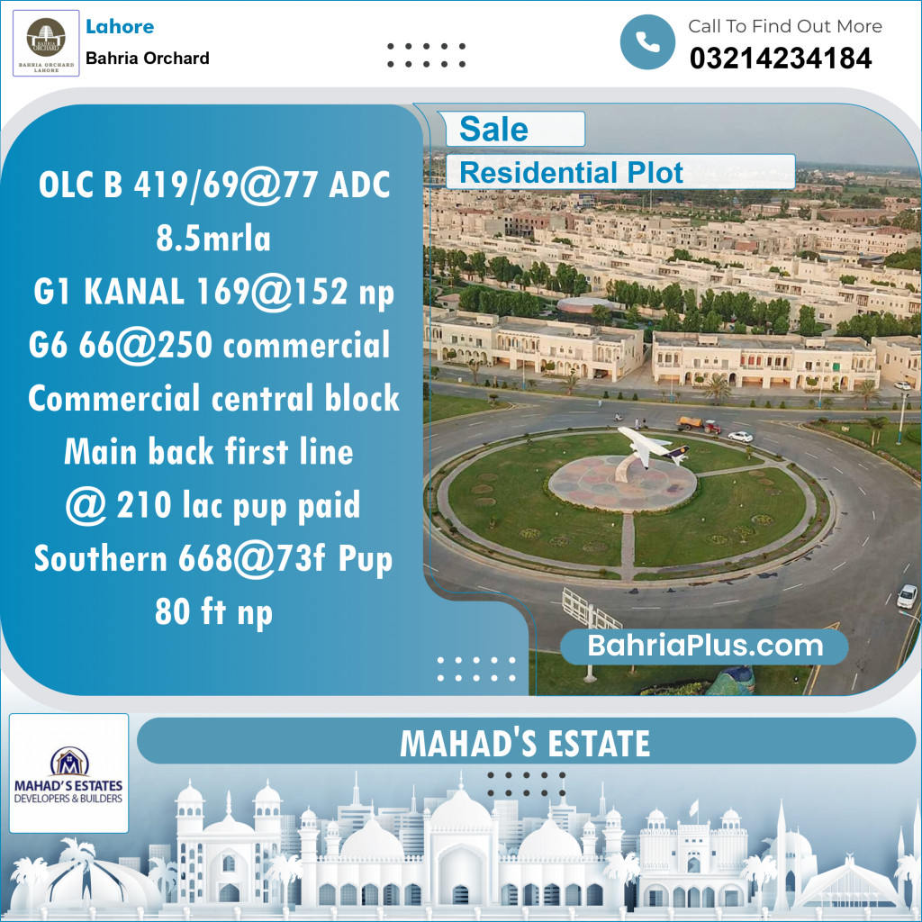 Residential Plot for Sale in Bahria Orchard, Lahore - (BP-123591)
