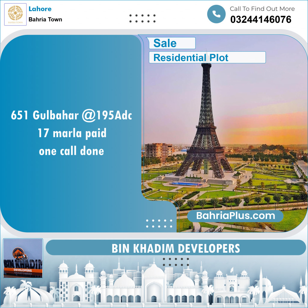 Residential Plot for Sale in Bahria Town, Lahore - (BP-123639)
