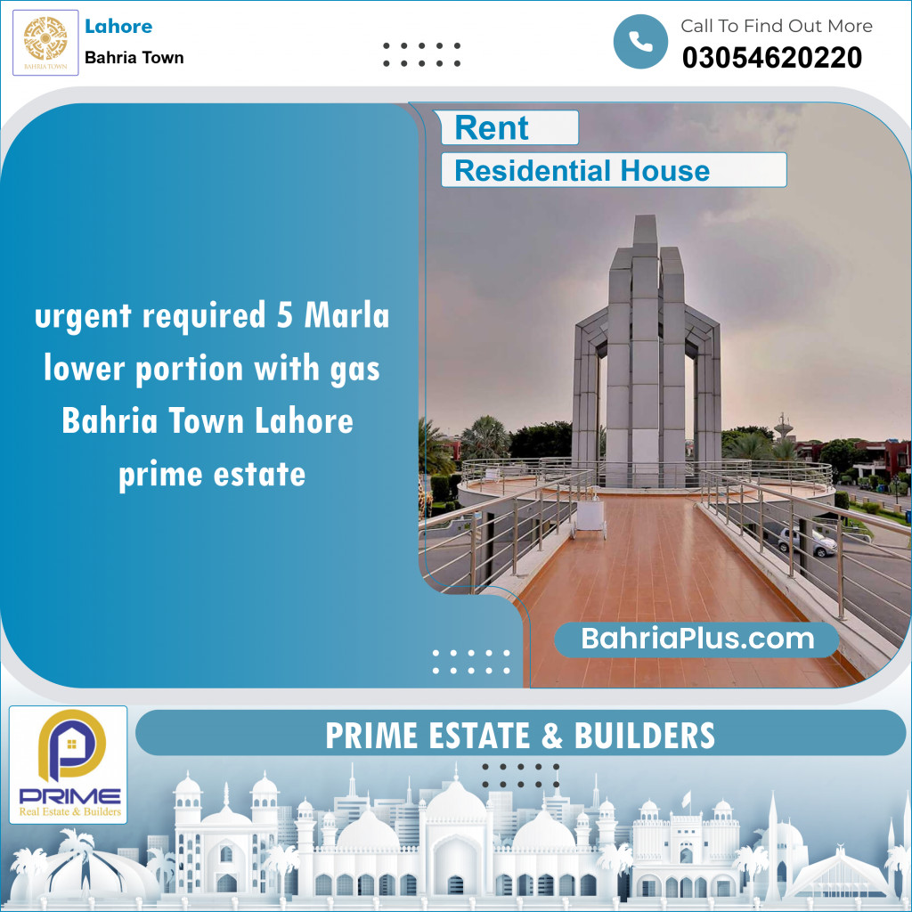 Residential House for Rent in Bahria Town, Lahore - (BP-123682)