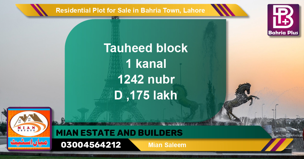 Residential Plot for Sale in Bahria Town, Lahore - (BP-123698)