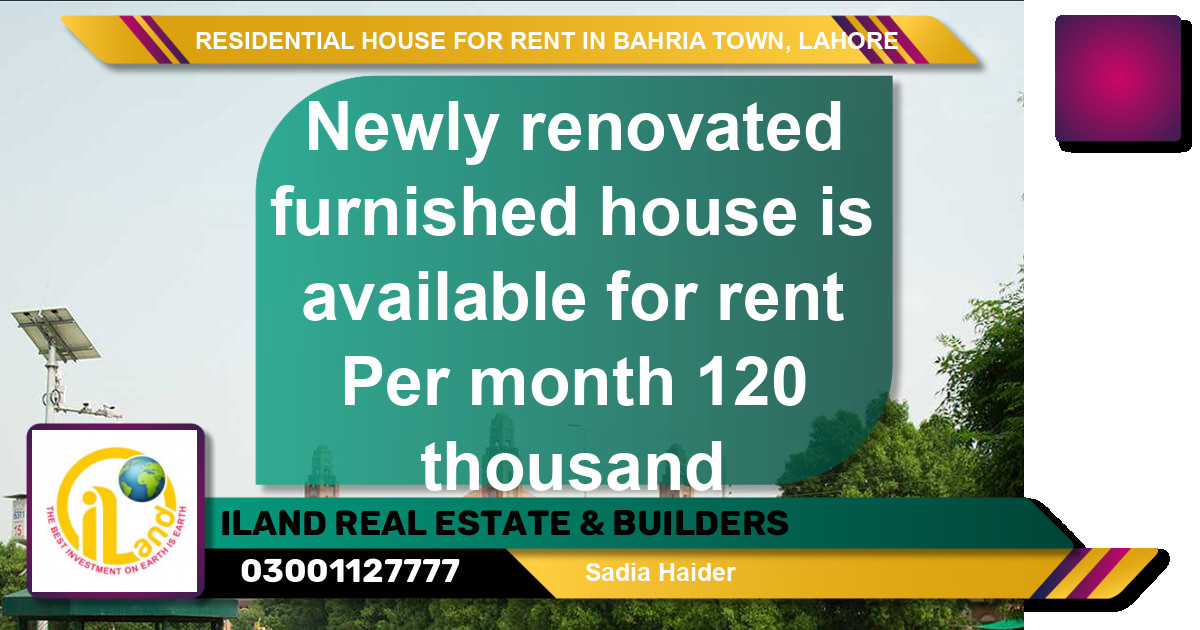 Residential House for Rent in Bahria Town, Lahore - (BP-123717)