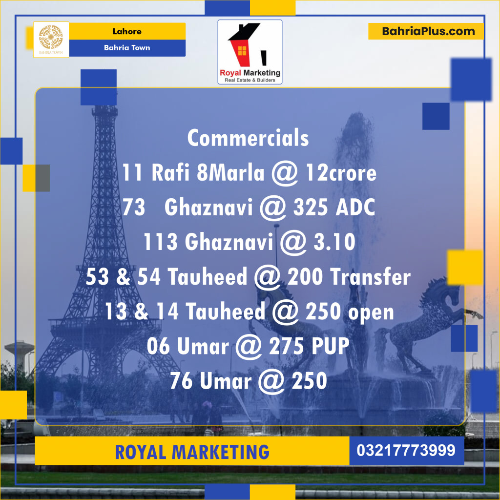 Commercial Plot for Sale in Bahria Town, Lahore - (BP-123756)