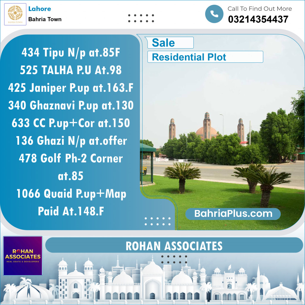 Residential Plot for Sale in Bahria Town, Lahore - (BP-123763)