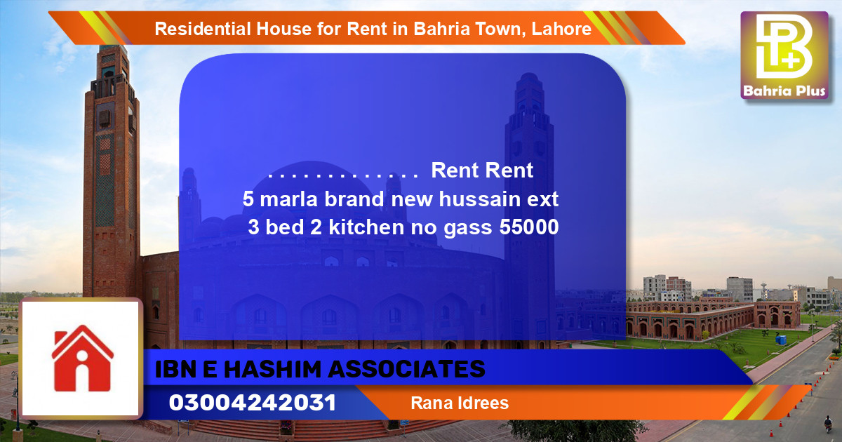 Residential House for Rent in Bahria Town, Lahore - (BP-123782)