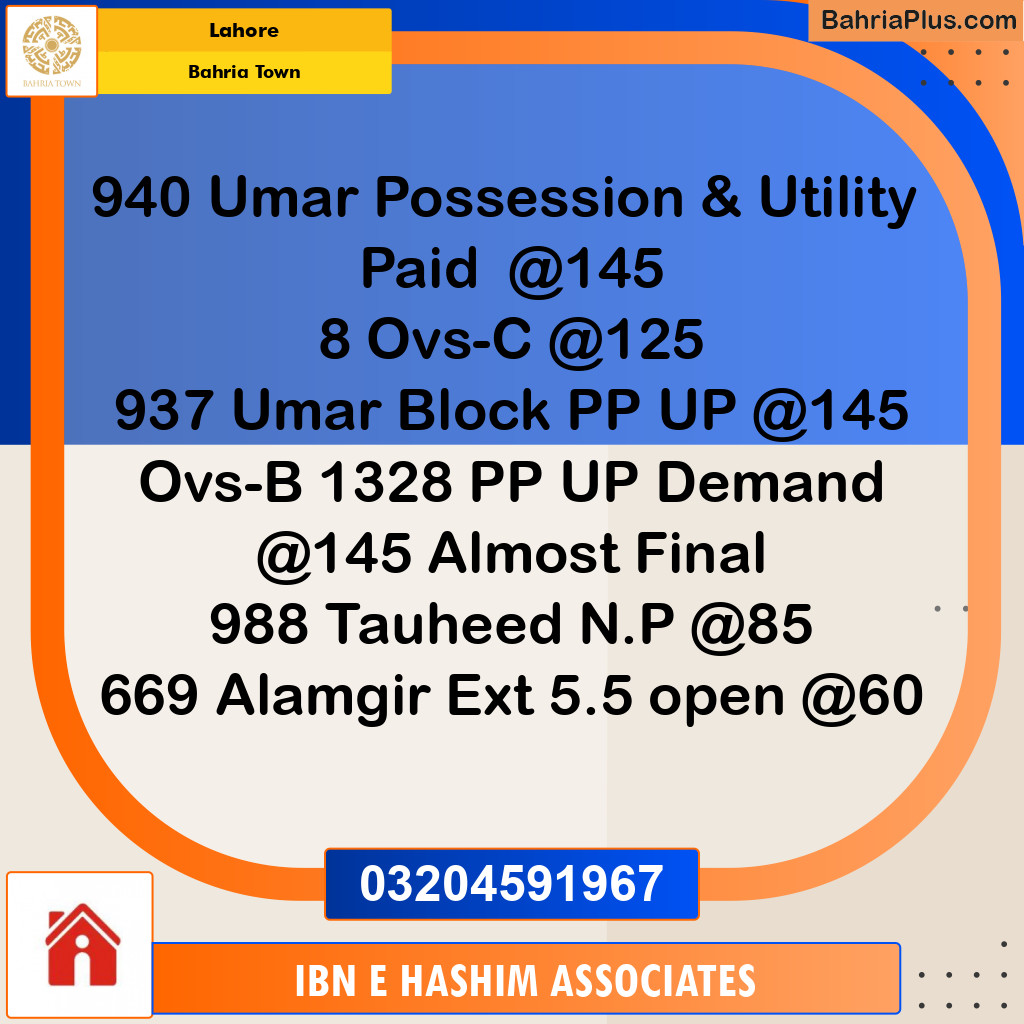 Residential Plot for Sale in Bahria Town, Lahore - (BP-123788)