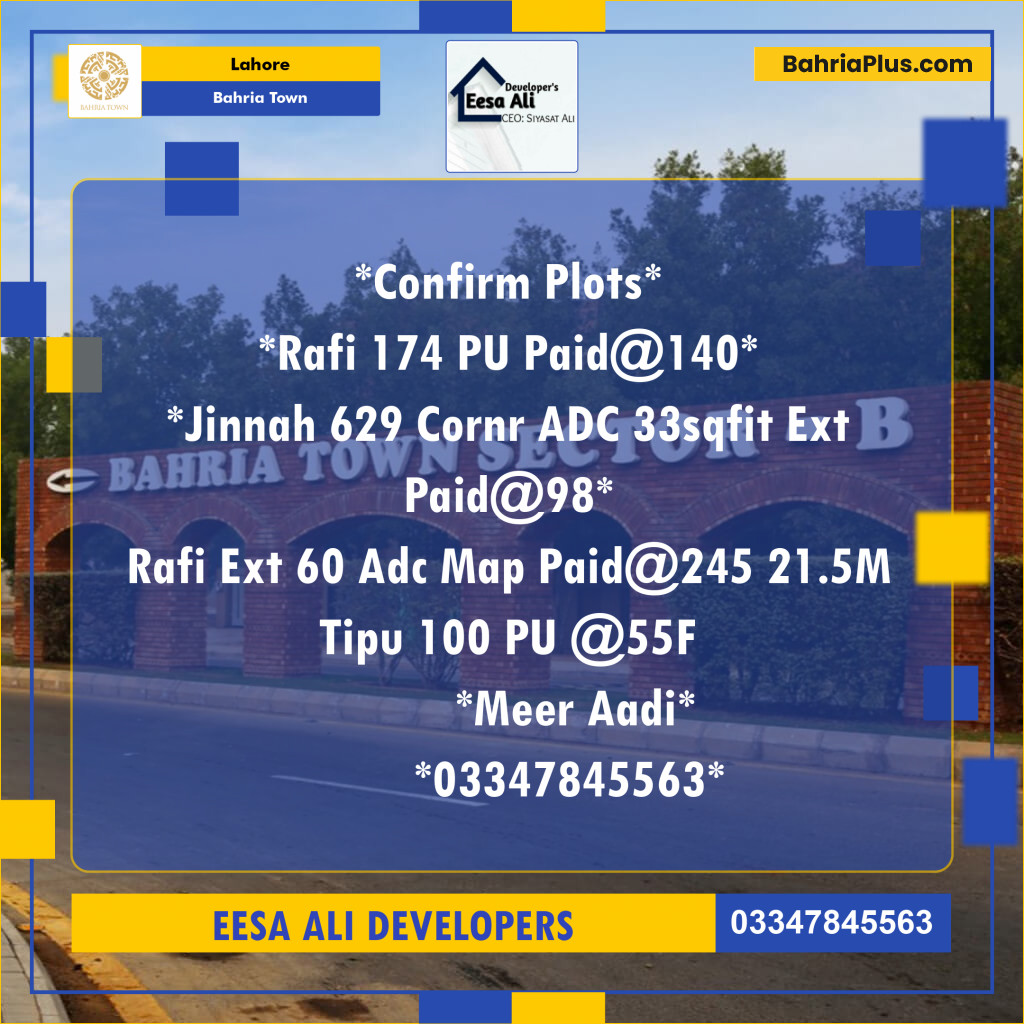 Residential Plot for Sale in Bahria Town, Lahore - (BP-123829)