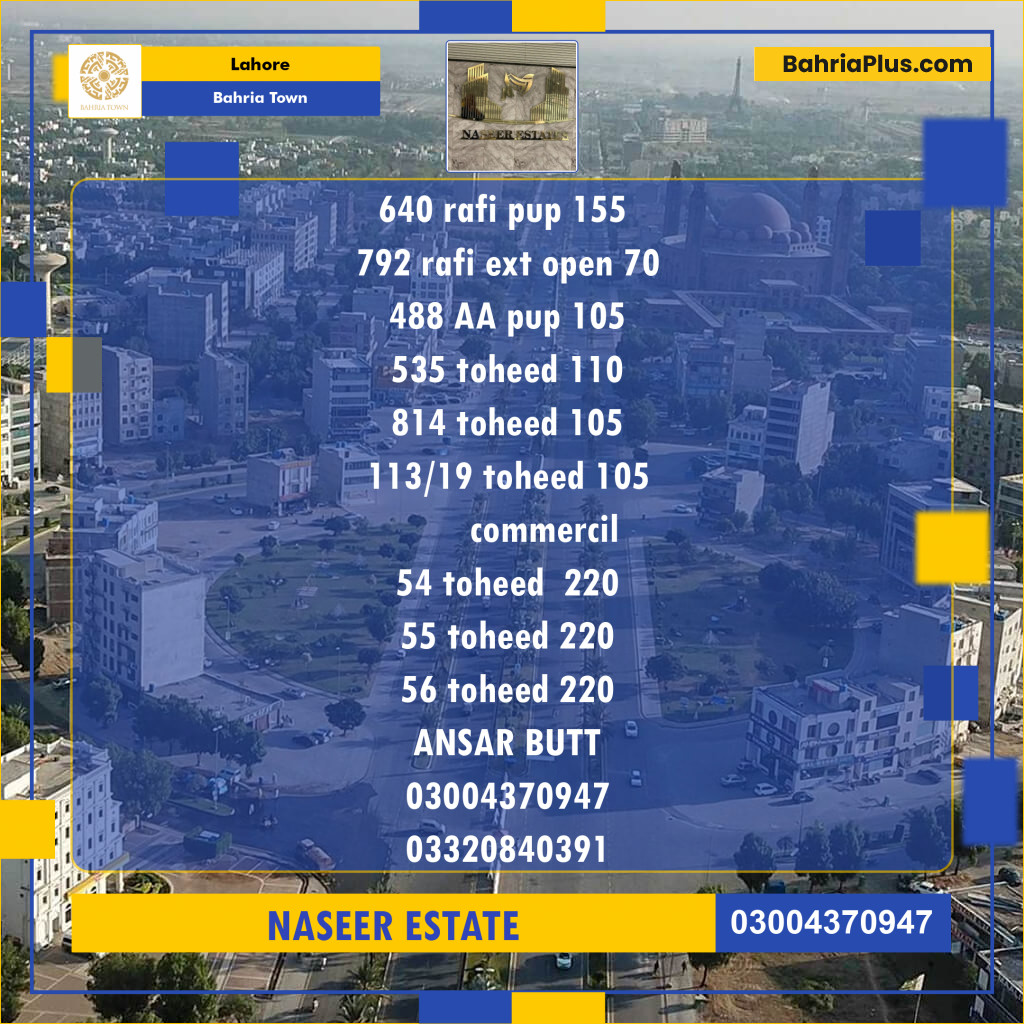 Residential Plot for Sale in Bahria Town, Lahore - (BP-123834)