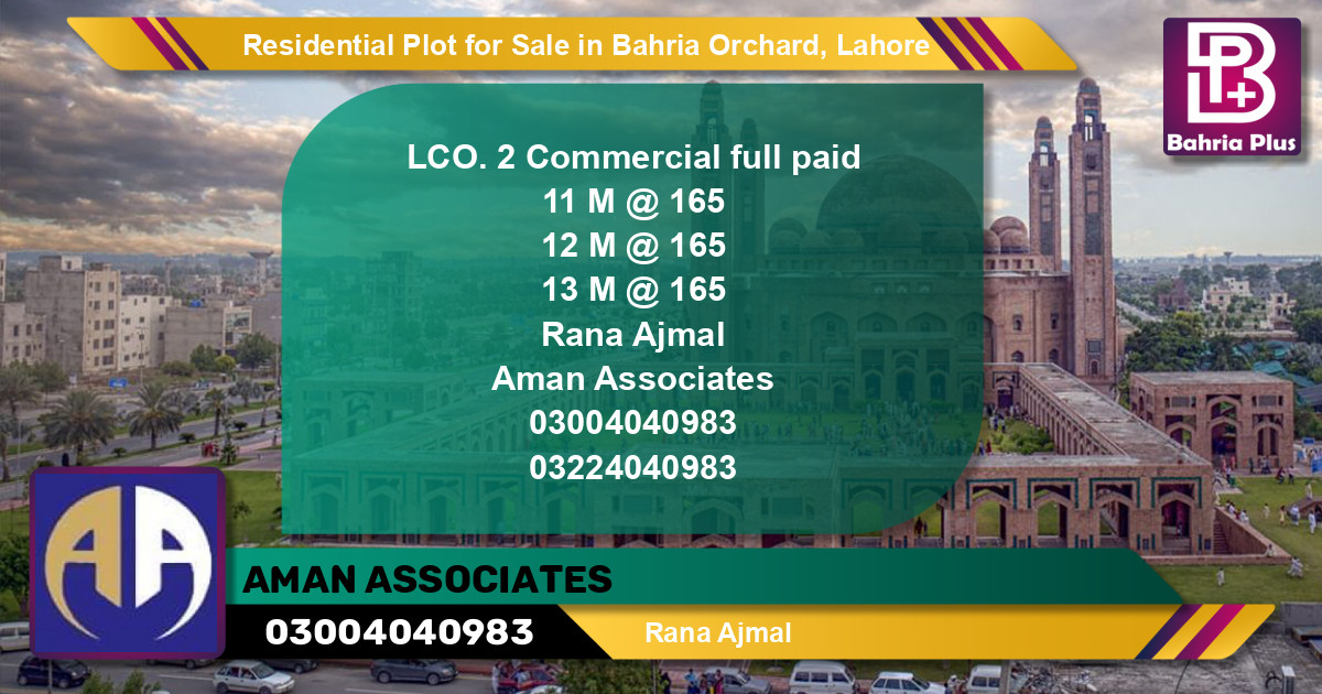 Residential Plot for Sale in Bahria Orchard, Lahore - (BP-123868)