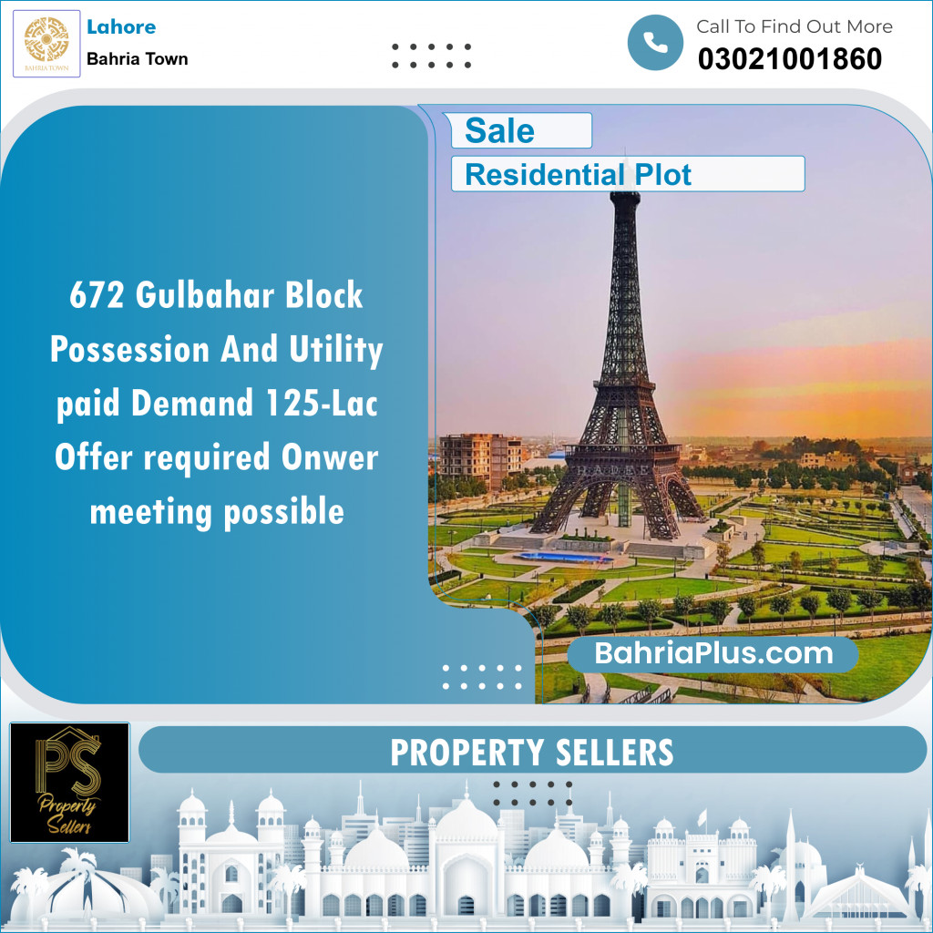 Residential Plot for Sale in Bahria Town, Lahore - (BP-123873)