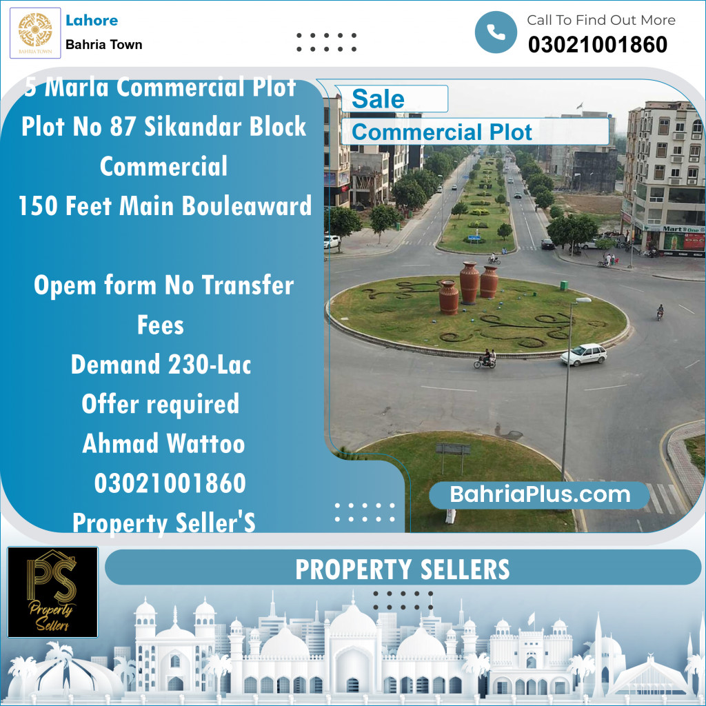 Commercial Plot for Sale in Bahria Town, Lahore - (BP-123877)