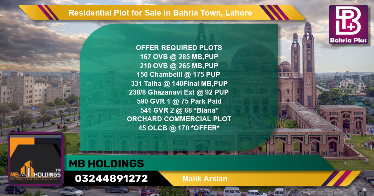 Residential Plot for Sale in Bahria Town, Lahore - (BP-123885)