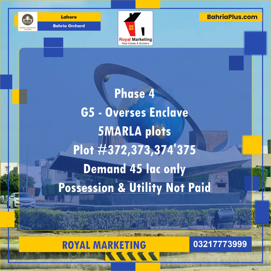 Residential Plot for Sale in Bahria Orchard, Lahore - (BP-123896)